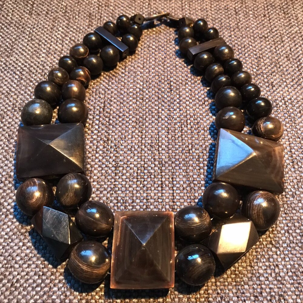 Rare early 80s brutalist bone choker by Gerda Lynggaard for Monies